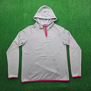 Nike Hoodie Womens Medium Gray Therma Dri-Fit Fleece Sweatshirt Casual Pullover